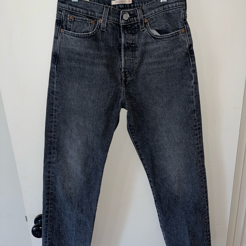 Levi's Black Straight-Leg wedgie Jeans 26W - Picture 3 of 6